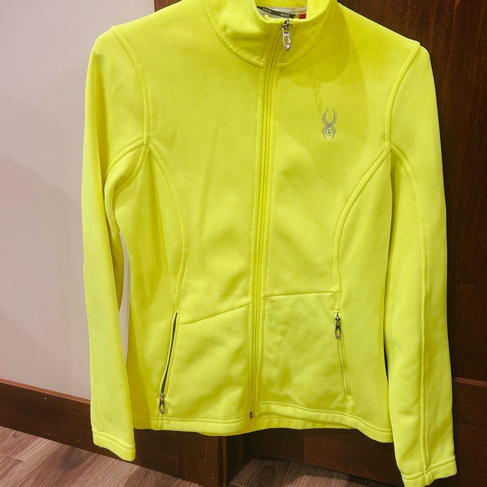 Spyder Neon Yellow/Green Core Sweater   Size M